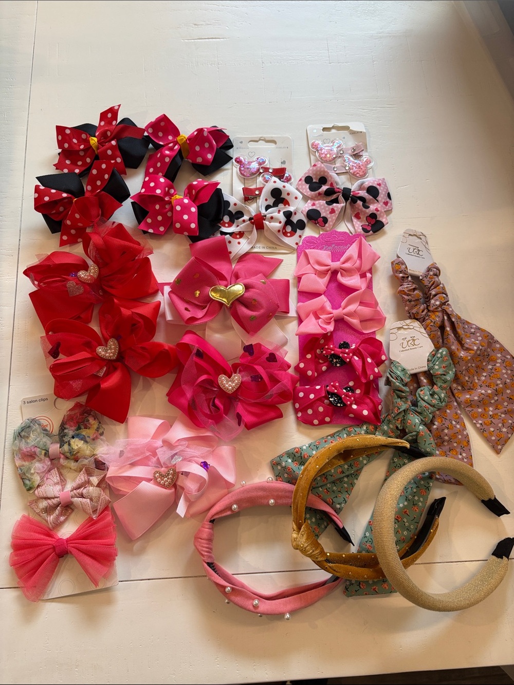 Kids Hair Bow & Headband Set - Pink & Red Assortment